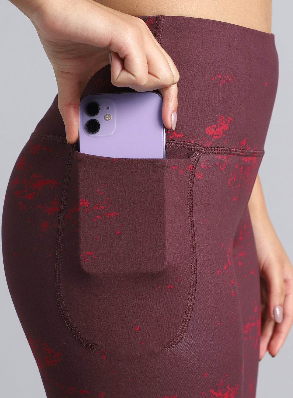 Women's Maroon Printed Train All Day COMFlex Tights