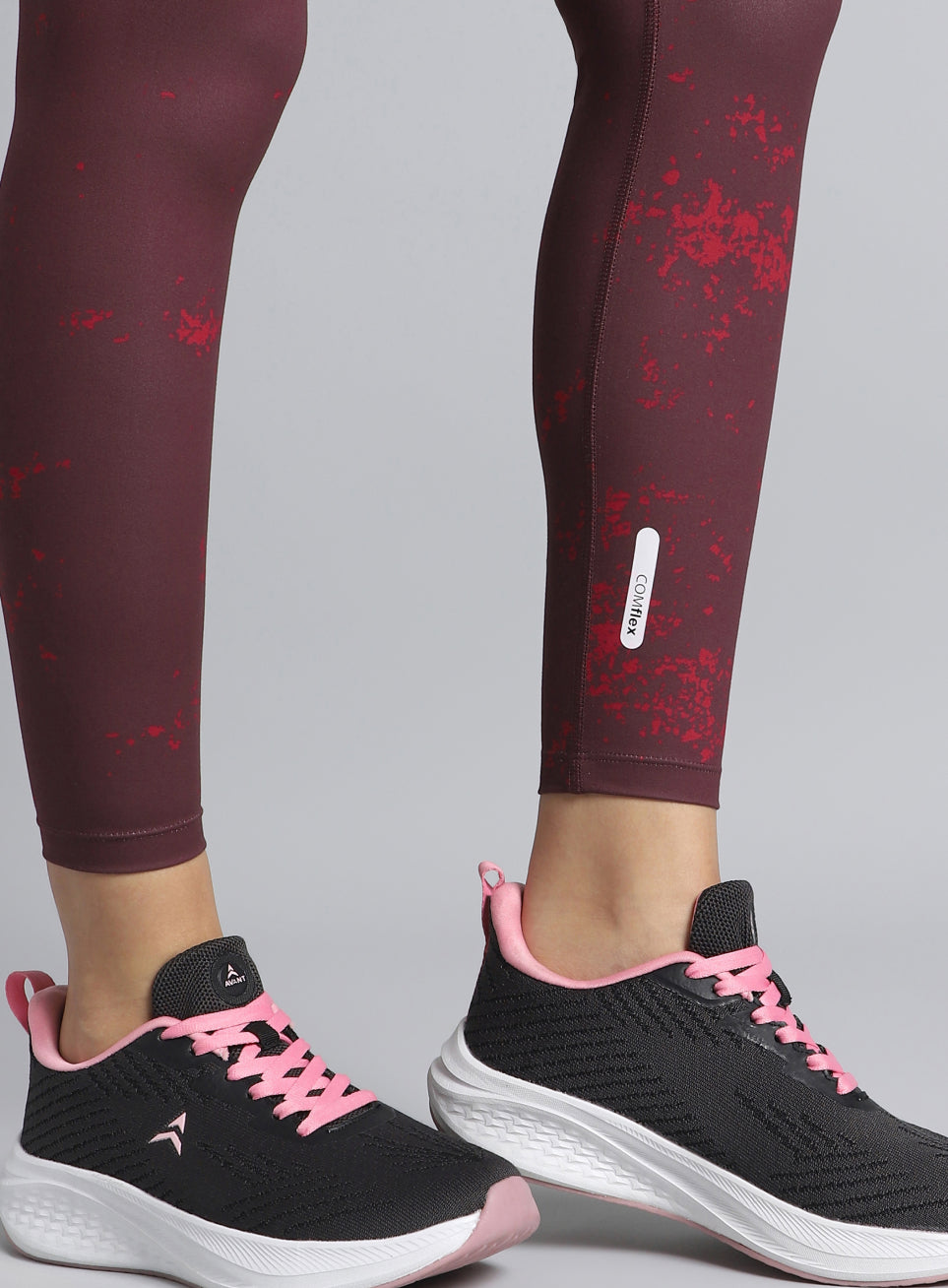 Women's Maroon Printed Train All Day COMFlex Tights