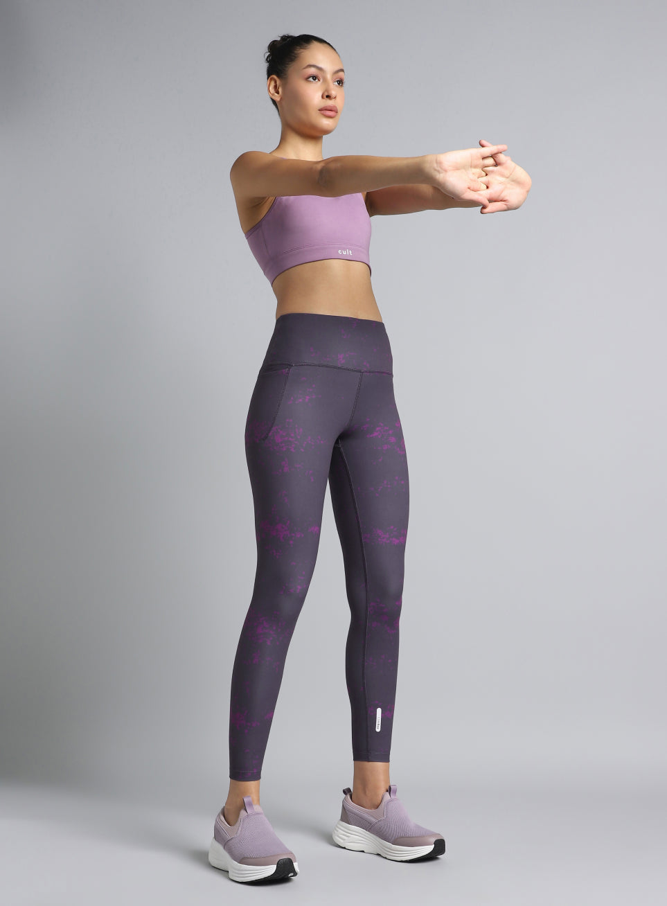Women's Purple Printed Train All Day COMFlex Tights