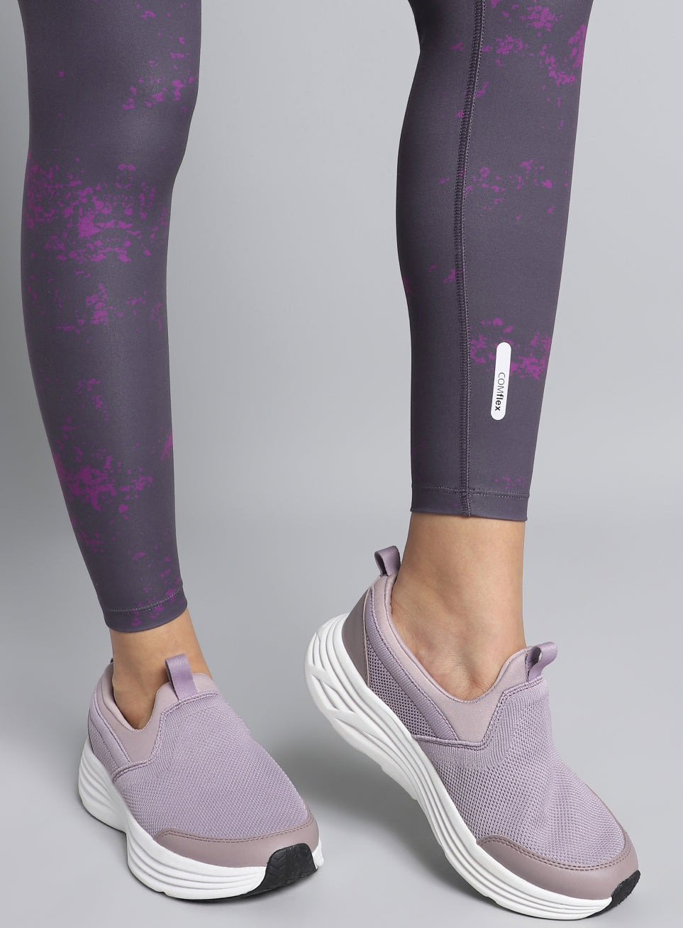 Women's Purple Printed Train All Day COMFlex Tights