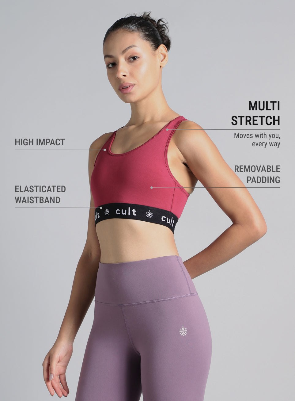 Women's Maroon Move Easy High Support Sports Bra