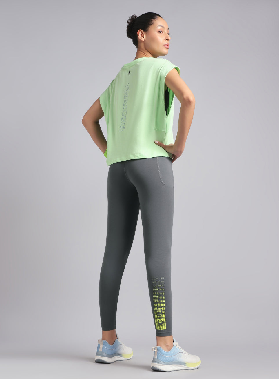 Women's Dark Grey Yoga Flow Cotton Graphic Tights