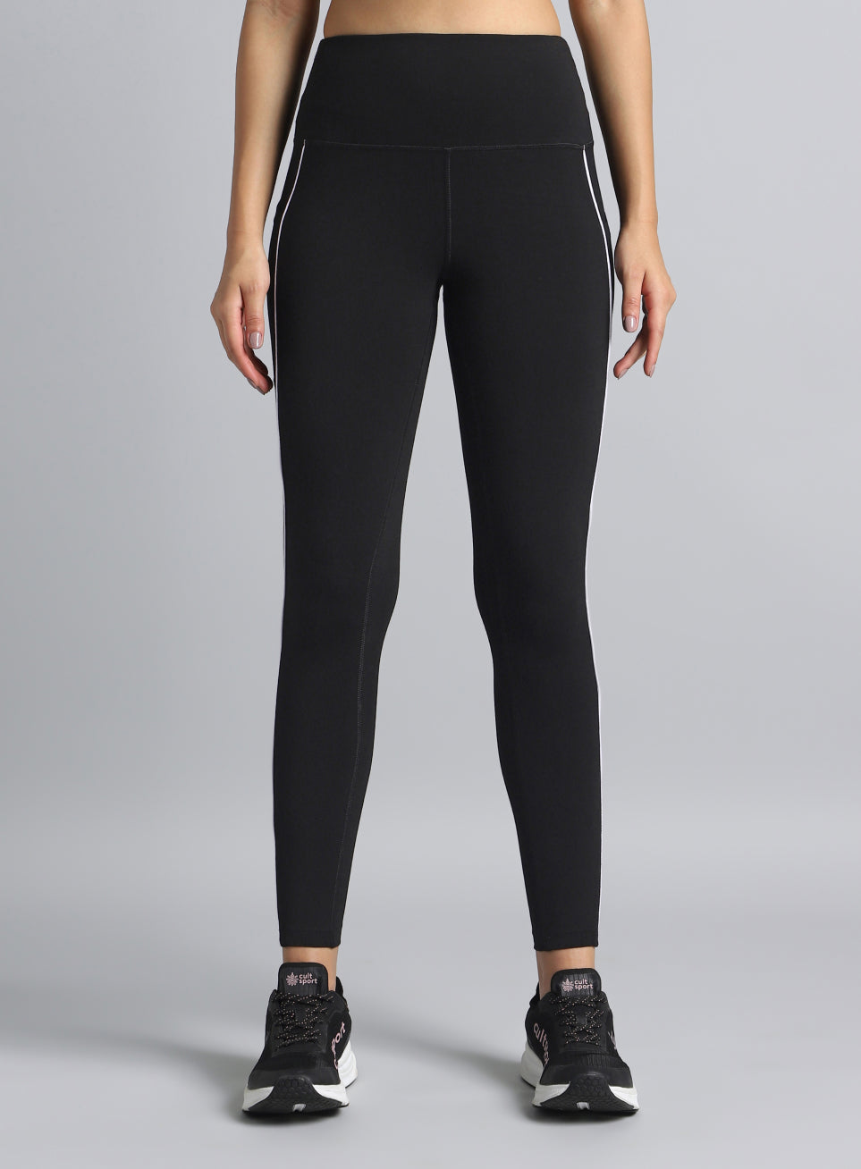 Women's Black Train and Flow Cotton Tights