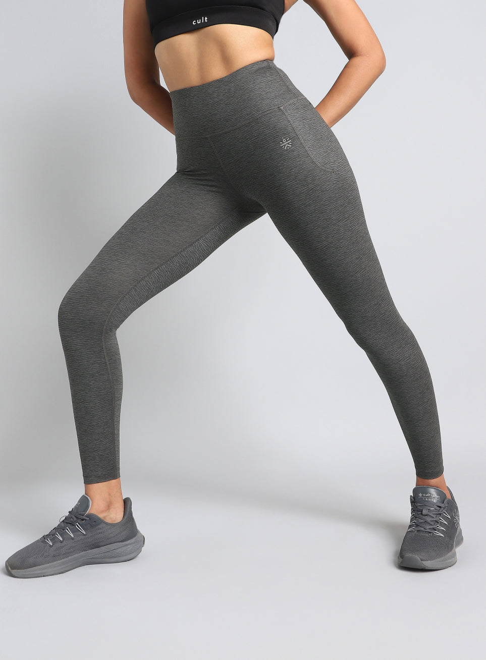 Women's Dark Grey Printed Train All Day COMFlex Tights