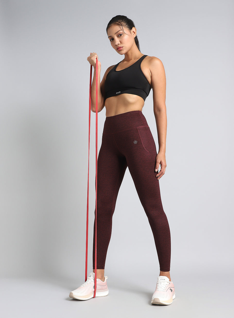 Women's Maroon Printed Train All Day COMFlex Tights