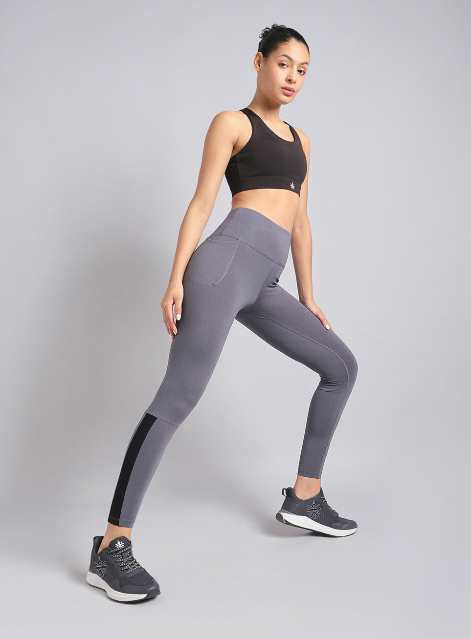 Women's Grey Step Up Cotton Tights