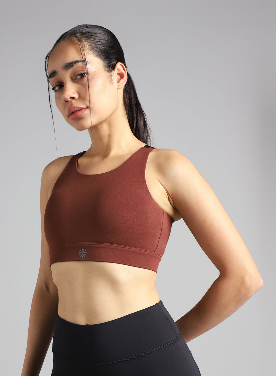 Women's Brown High Impact Running Bra