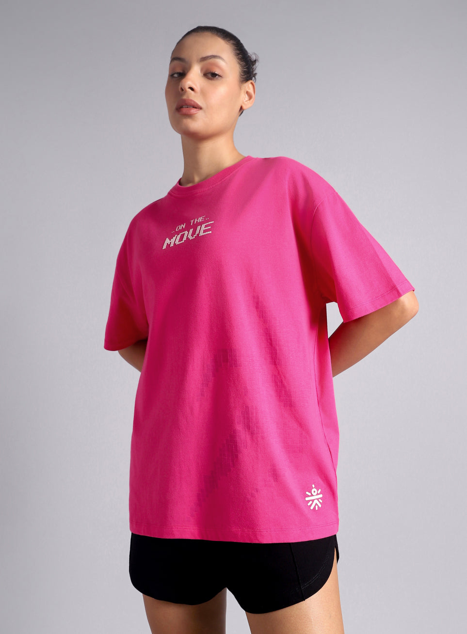 Women's Pink On The Move Graphic Oversized Fit T-shirt
