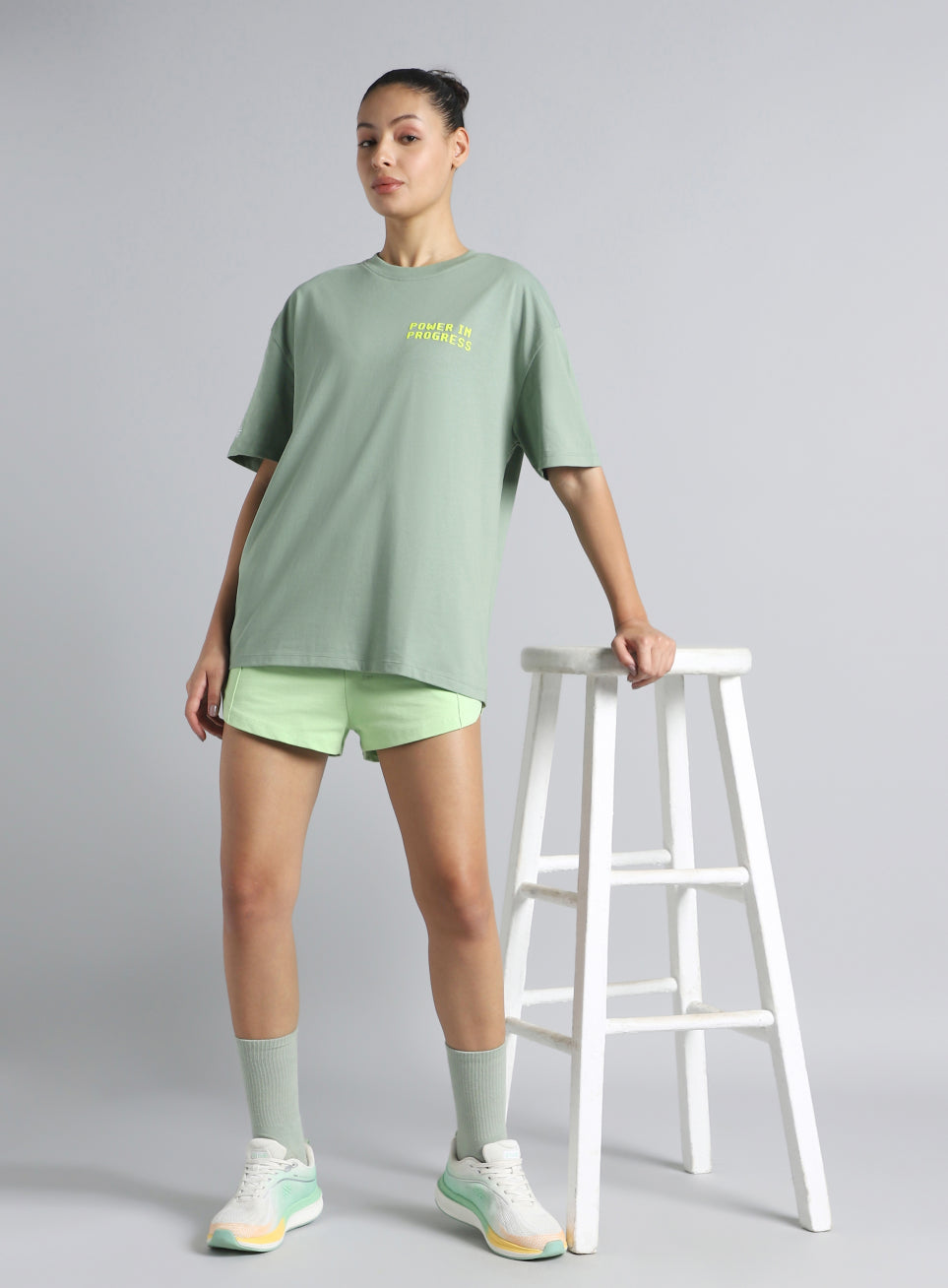 Women's Olive Oversized Graphic T-shirt