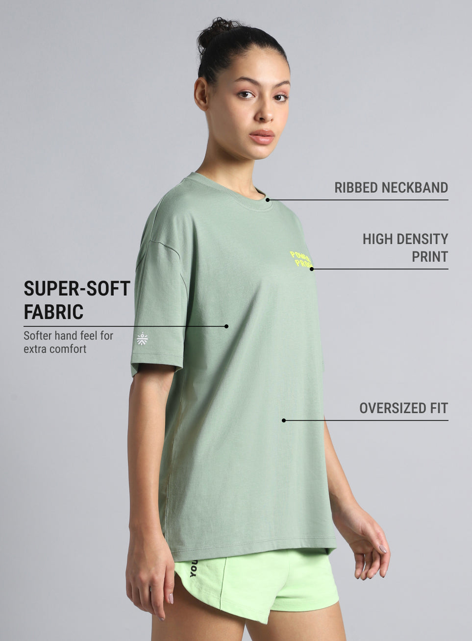 Women's Olive Oversized Graphic T-shirt