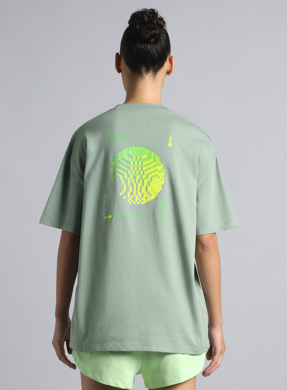 Women's Olive Oversized Graphic T-shirt