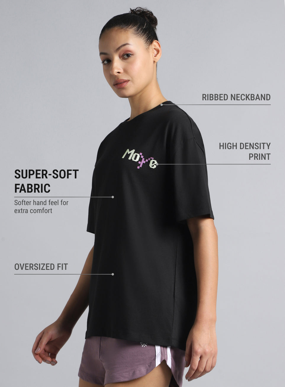 Women's Black Move Oversized T-shirt