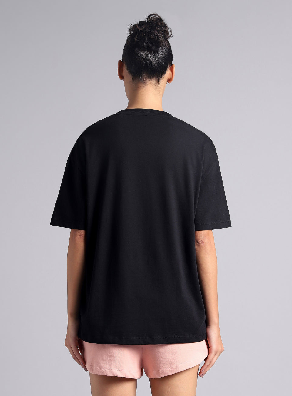 Women's Black Graphic Oversized T-shirt