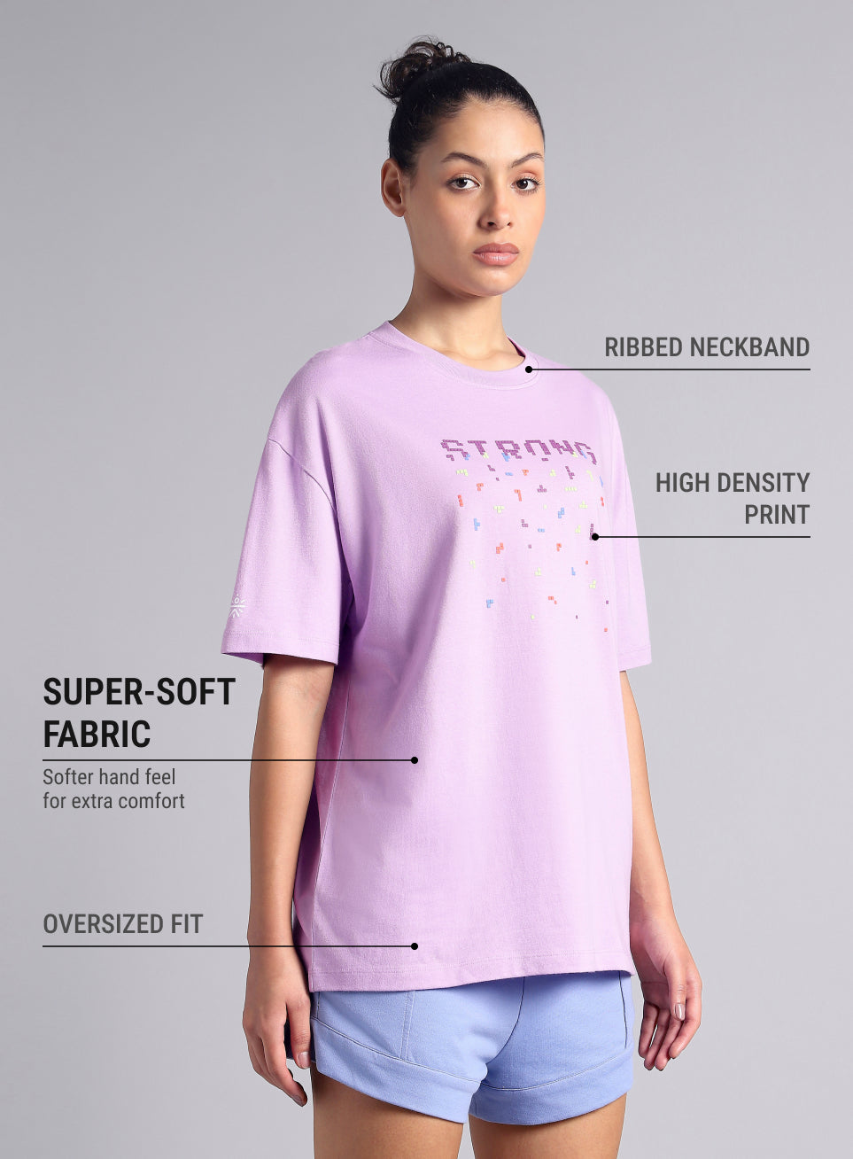 Women's Purple Graphic Oversized T-shirt
