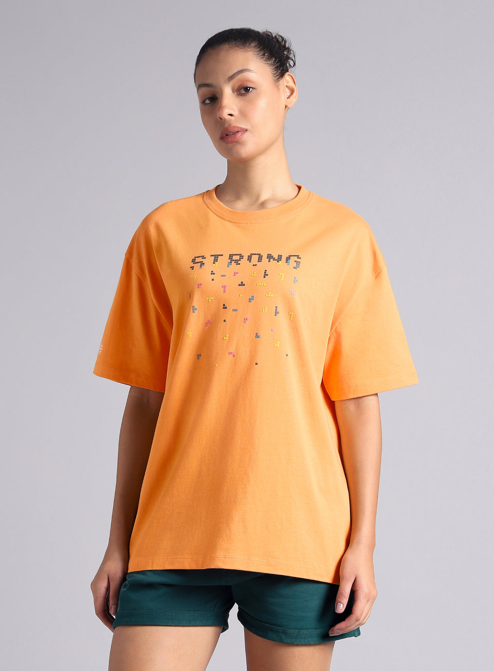 Women's Orange Graphic Oversized T-shirt