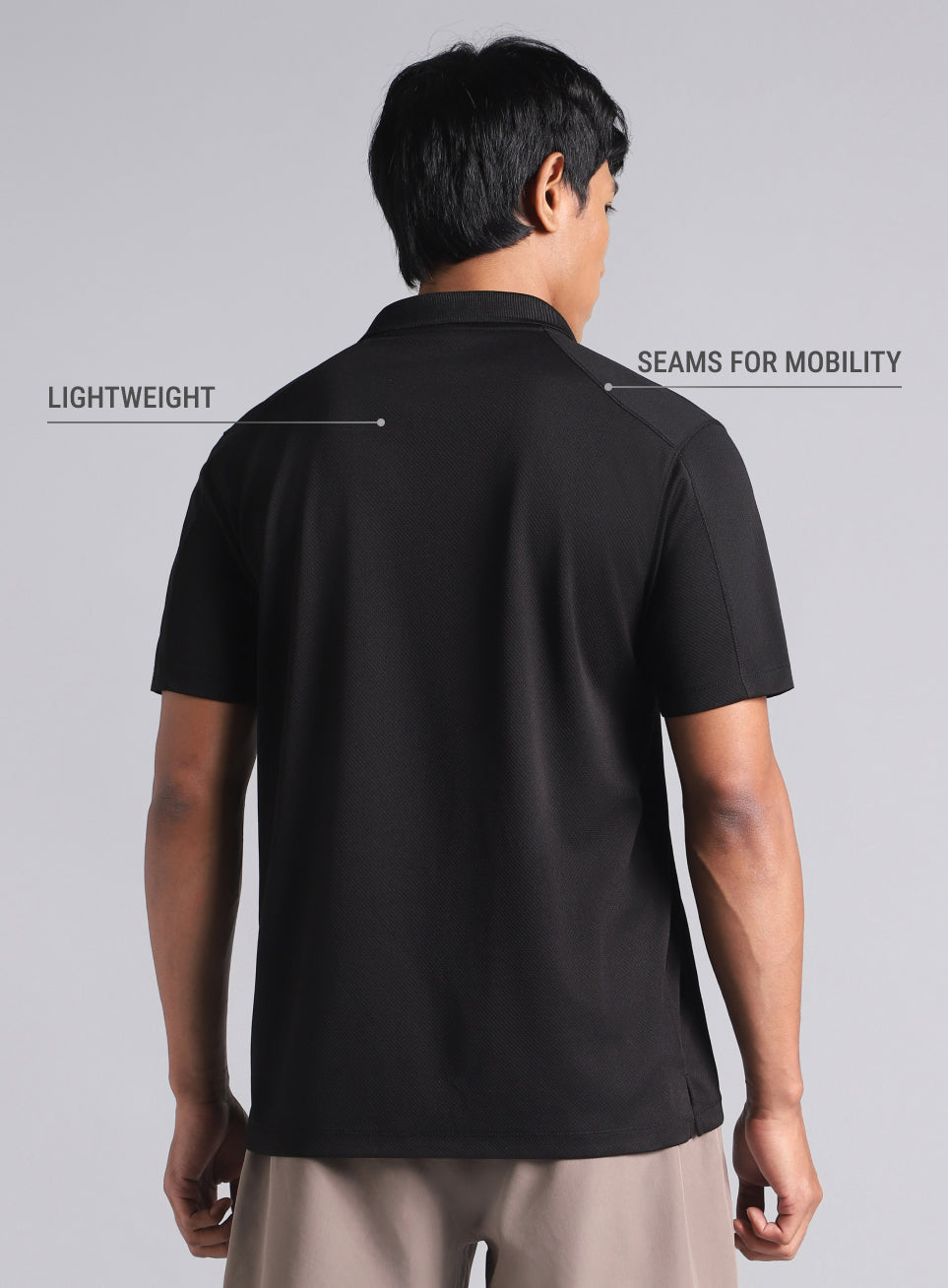 Men's Black Performance Sculpted Polo T-shirt