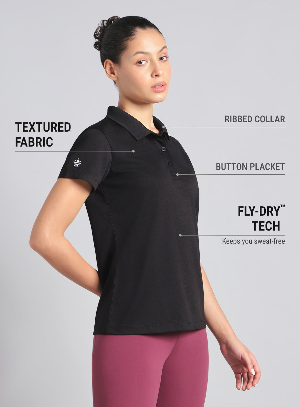 Women's Black Performance Training Polo