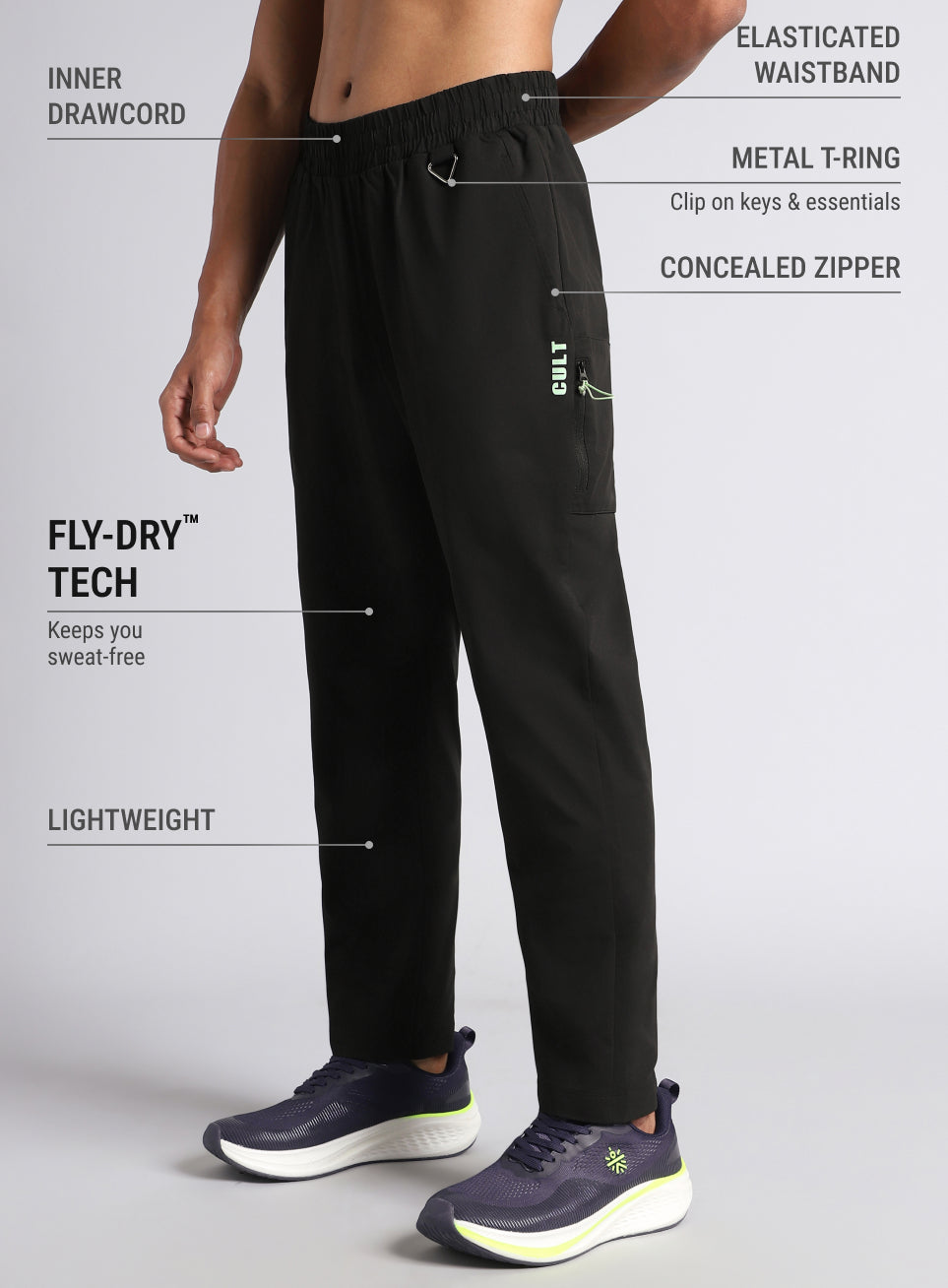 Men's Black Airport Travel Trackpants