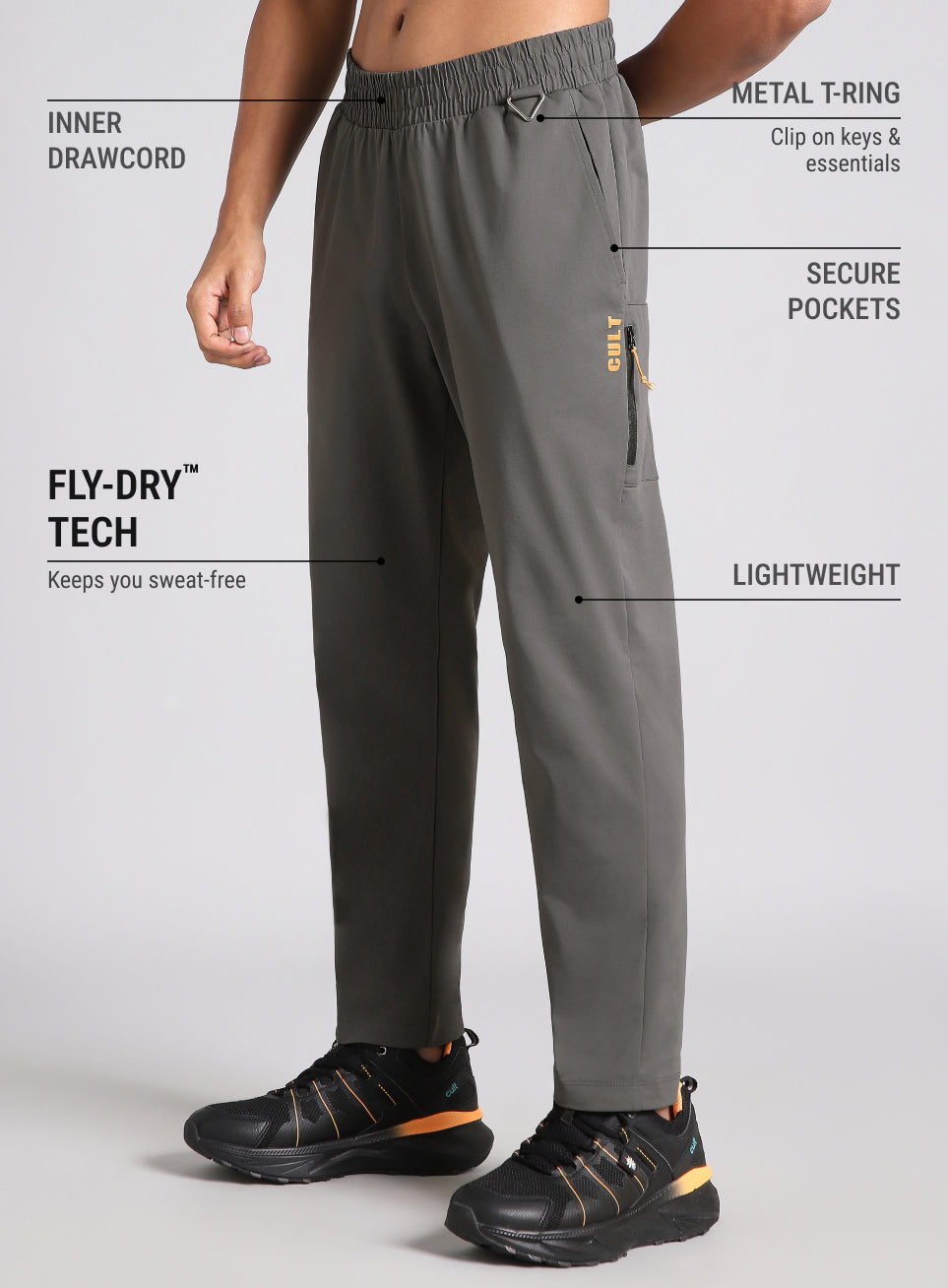 Men's Dark Grey Airport Travel Trackpants
