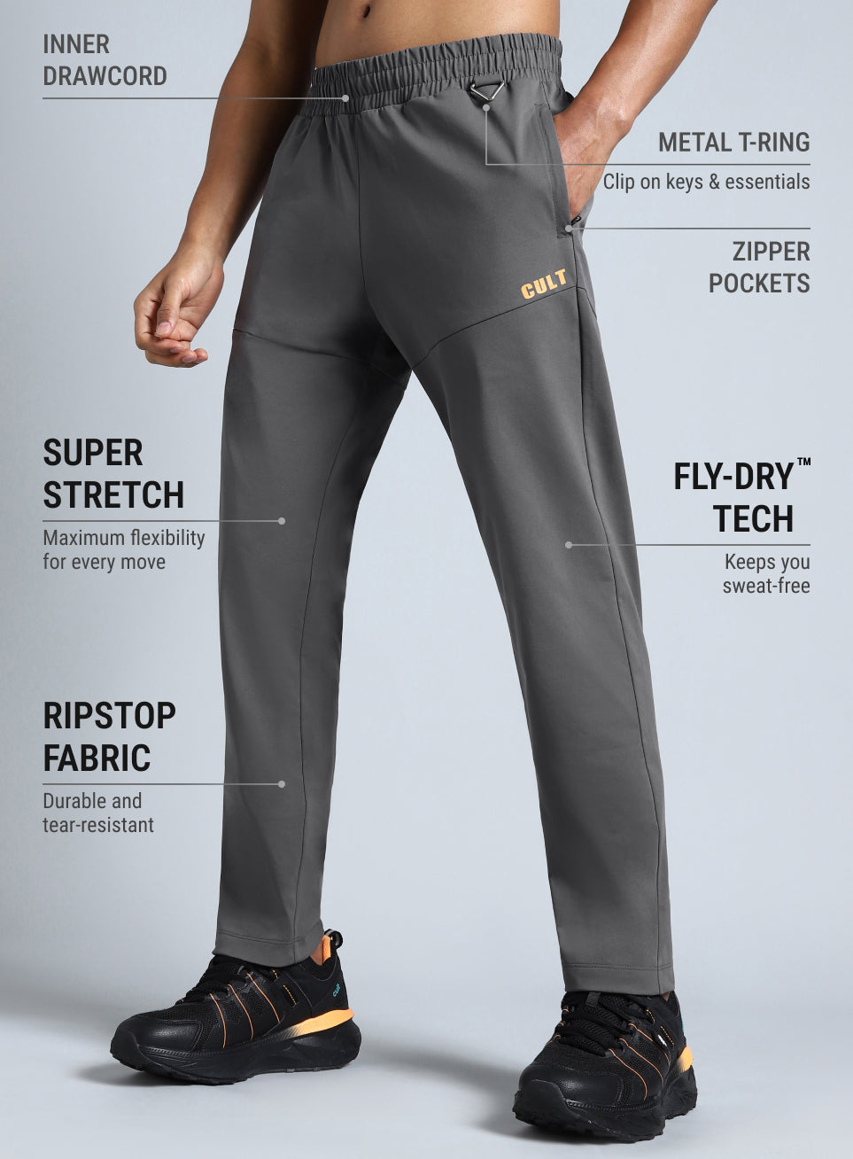 Men's Dark Grey Trail Blaze Outdoor Trackpants