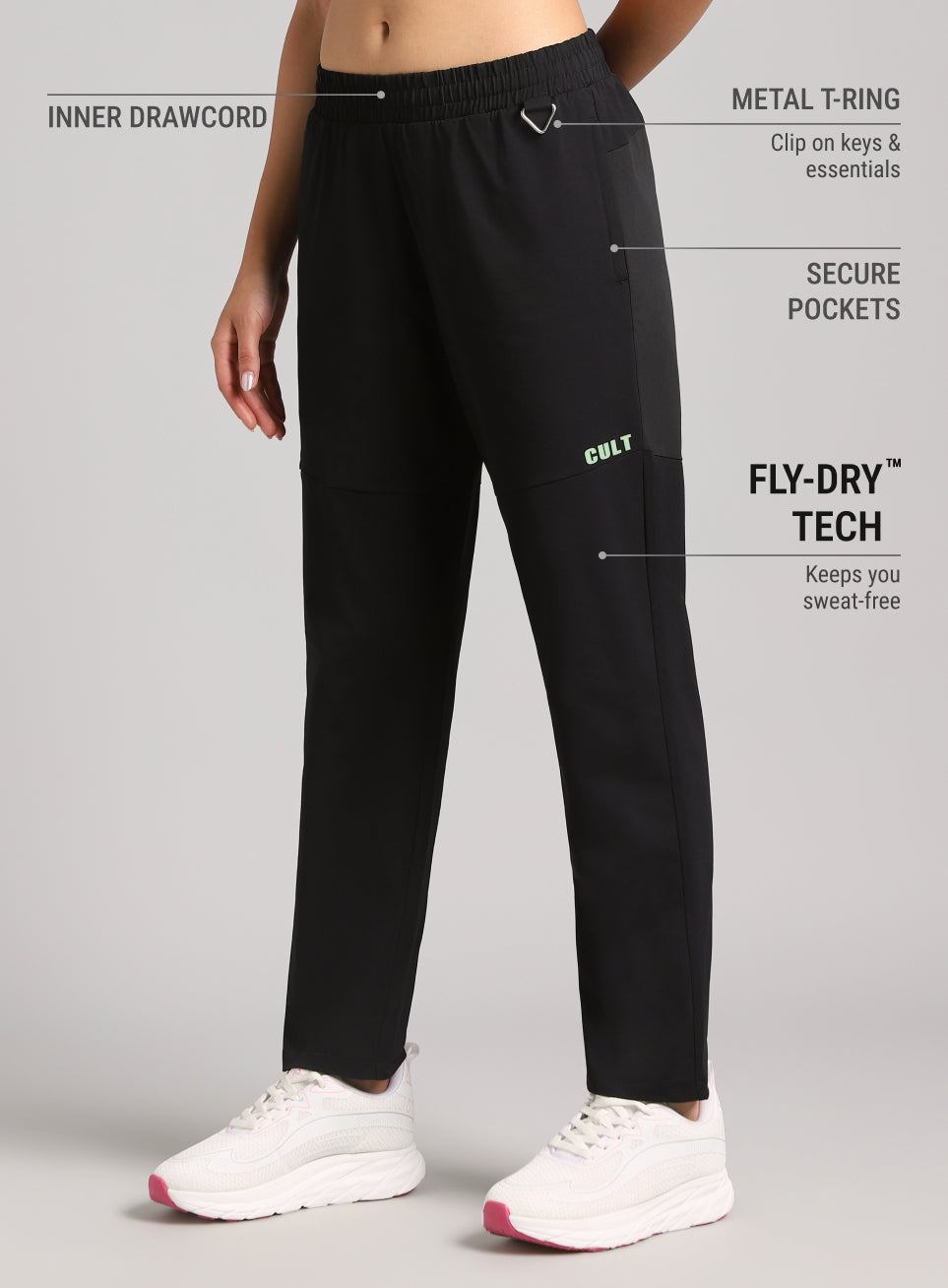 Women's Black Trail Blaze Travel Trackpants