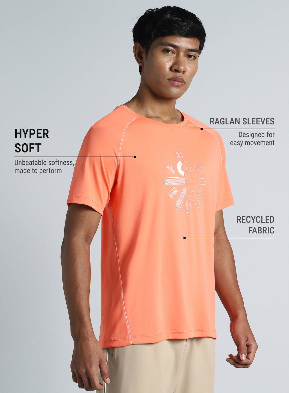 Men's Orange Cult Branded Recycled Poly Performance T-shirt