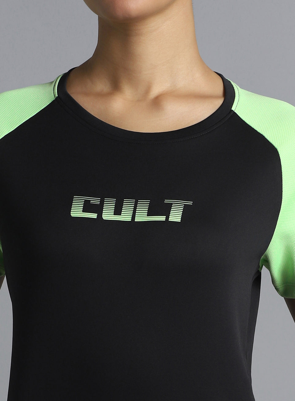 Women's Black Colourblock Training Recycled Poly T-shirt