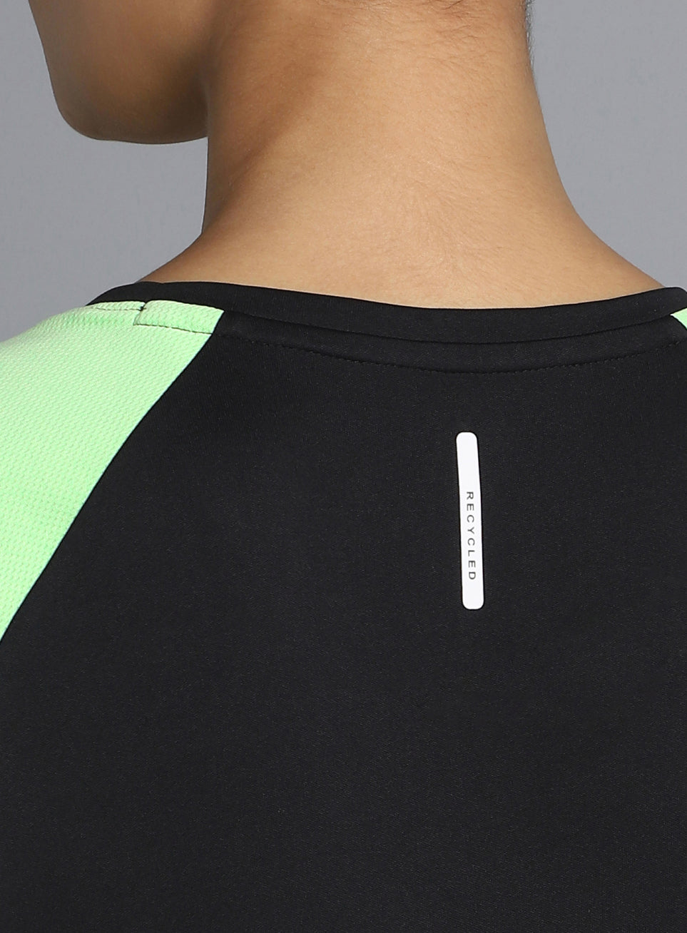 Women's Black Colourblock Training Recycled Poly T-shirt