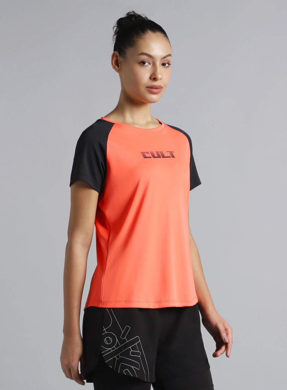 Women's Coral Colourblock Training Recycled Poly T-shirt