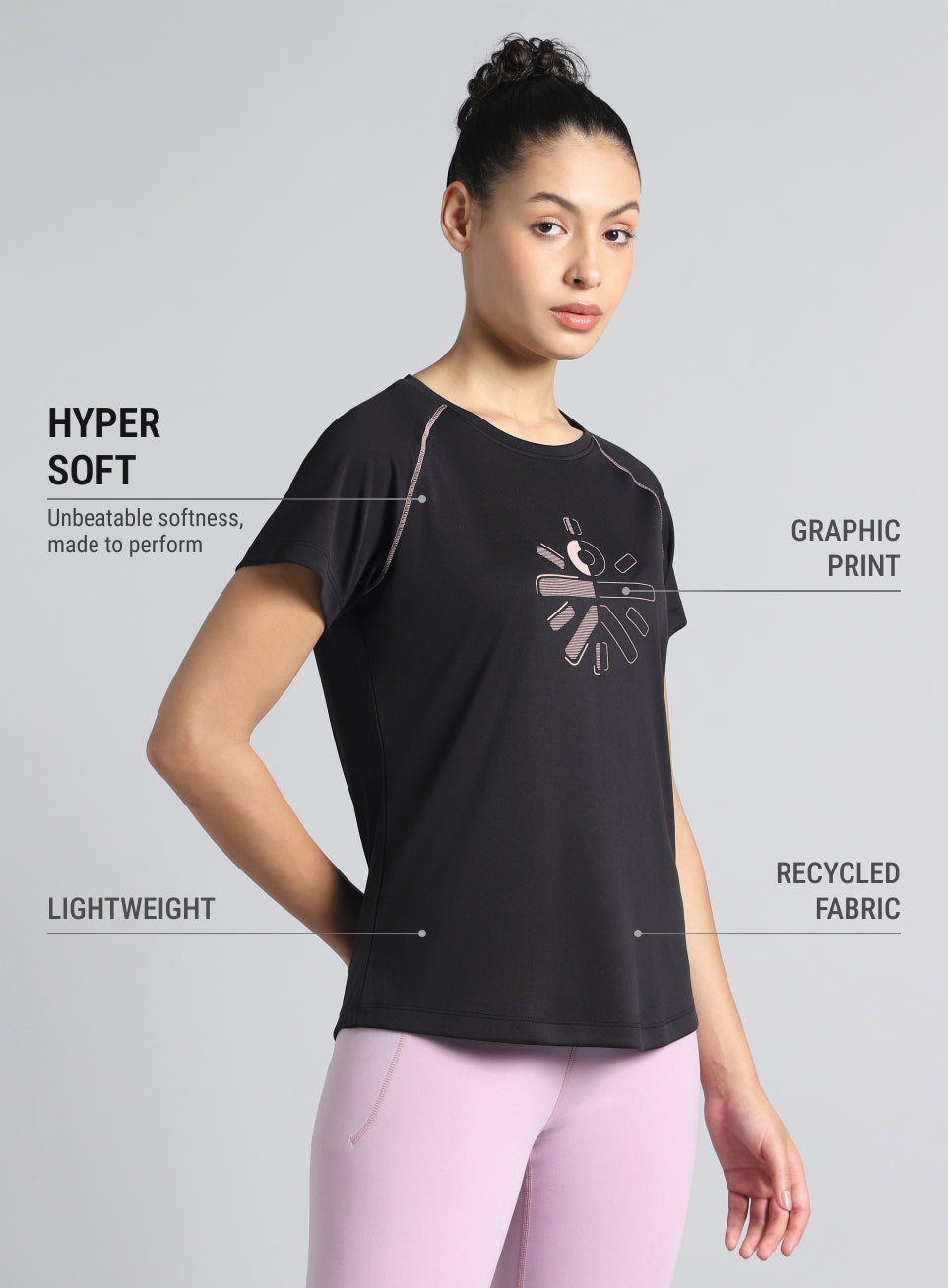 Women's Black Cult Branded Recycled Poly Performance T-shirt