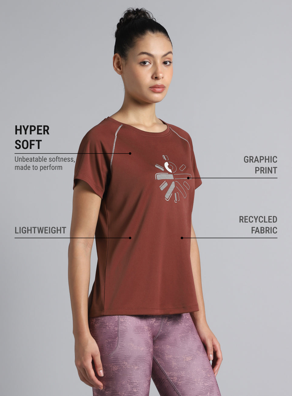 Women's Brown Cult Branded Recycled Poly Performance T-shirt