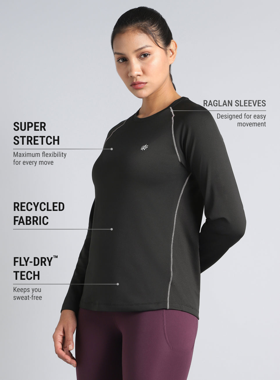 Women's Black Build Up Performance Recycled Poly T-shirt