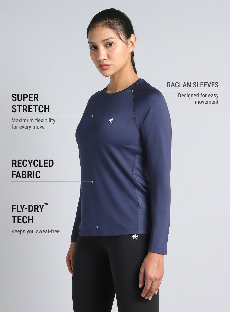 Women's Navy Build Up Performance Recycled Poly T-shirt