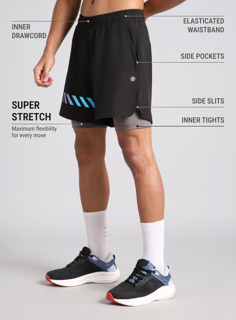 Men's Black 360 Degree Performance Shorts