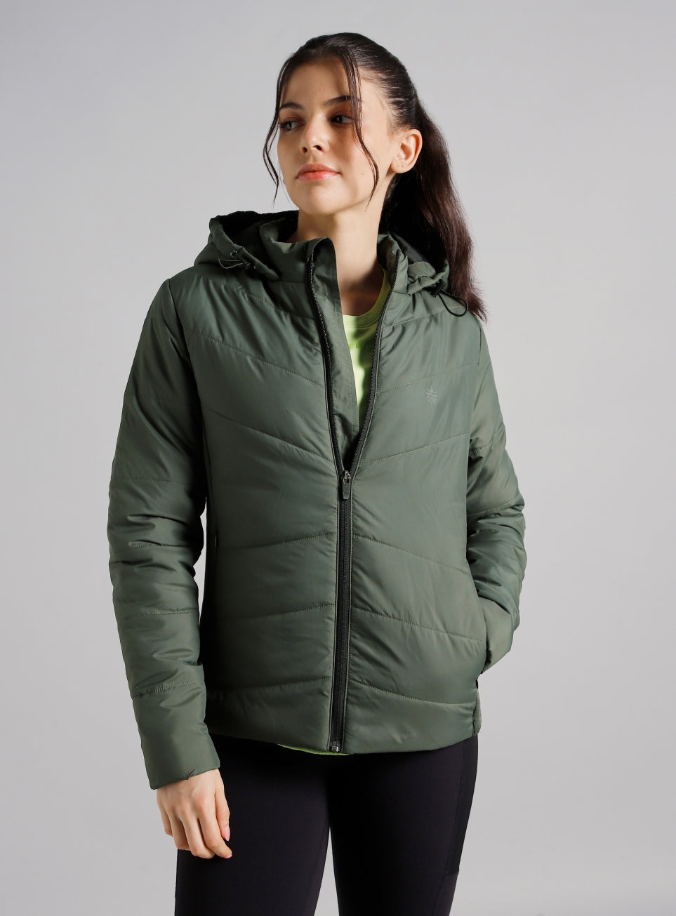Women's Olive Puffer Jacket