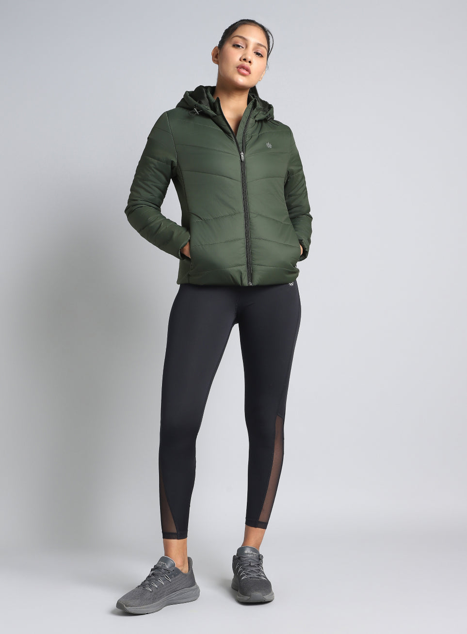 Women's Olive Puffer Jacket