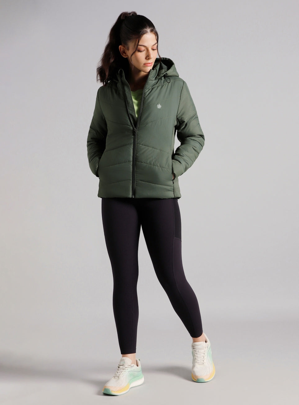 Women's Olive Puffer Jacket