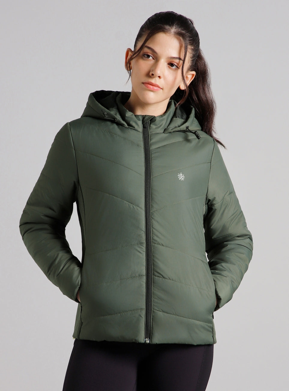 Women's Olive Puffer Jacket