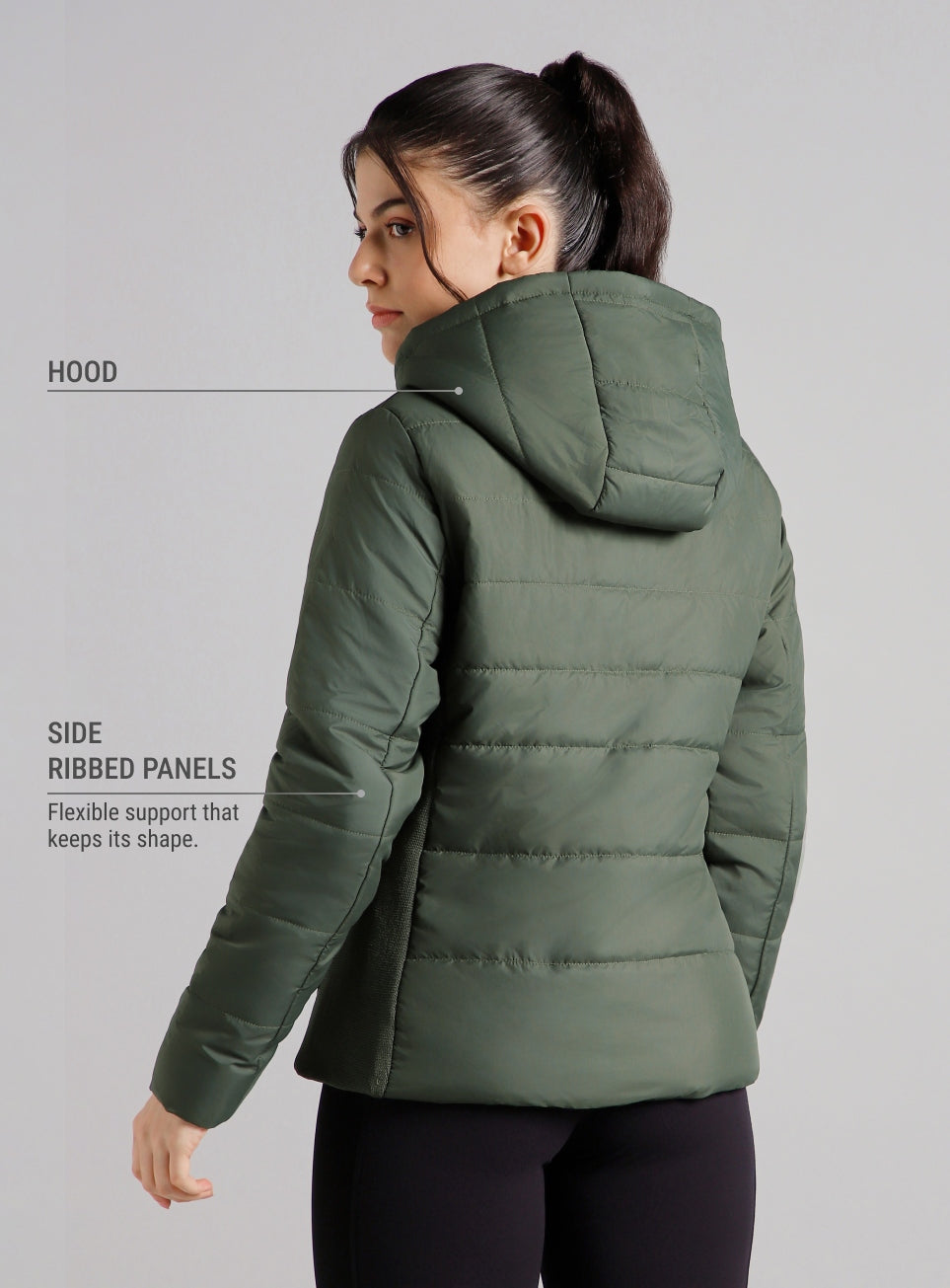 Women's Olive Puffer Jacket