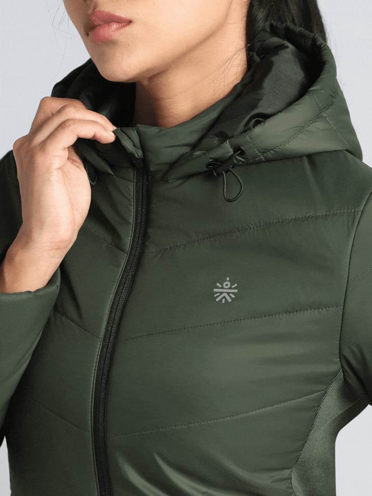 Women's Olive Puffer Jacket
