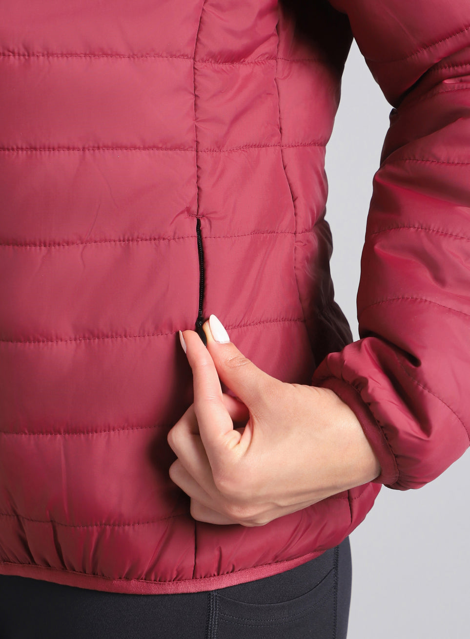 Women's Maroon Puffer Jacket