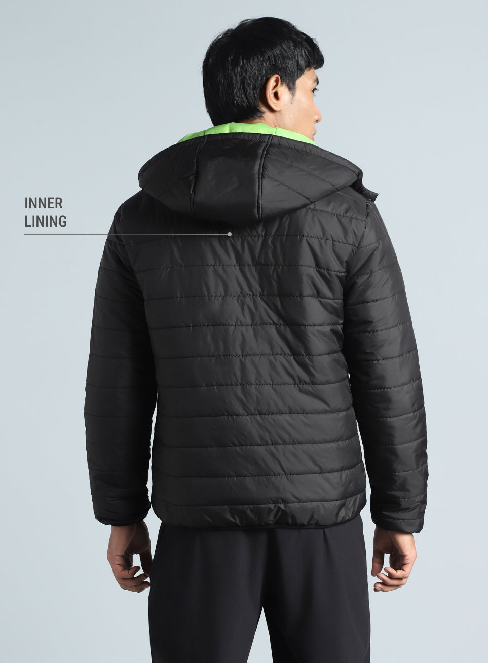Men's Black Detachable Hoodie Puffer Jacket