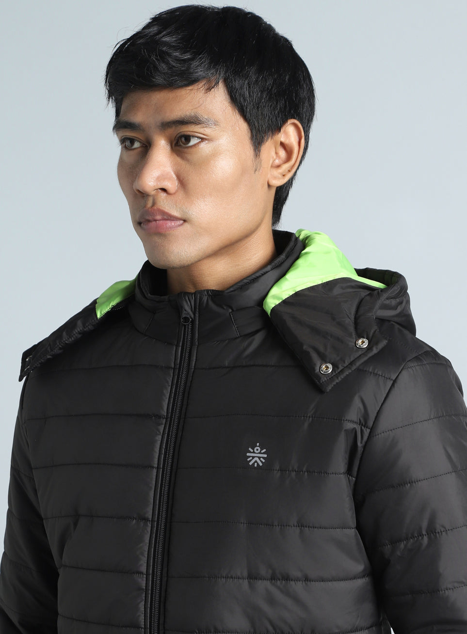 Men's Black Detachable Hoodie Puffer Jacket