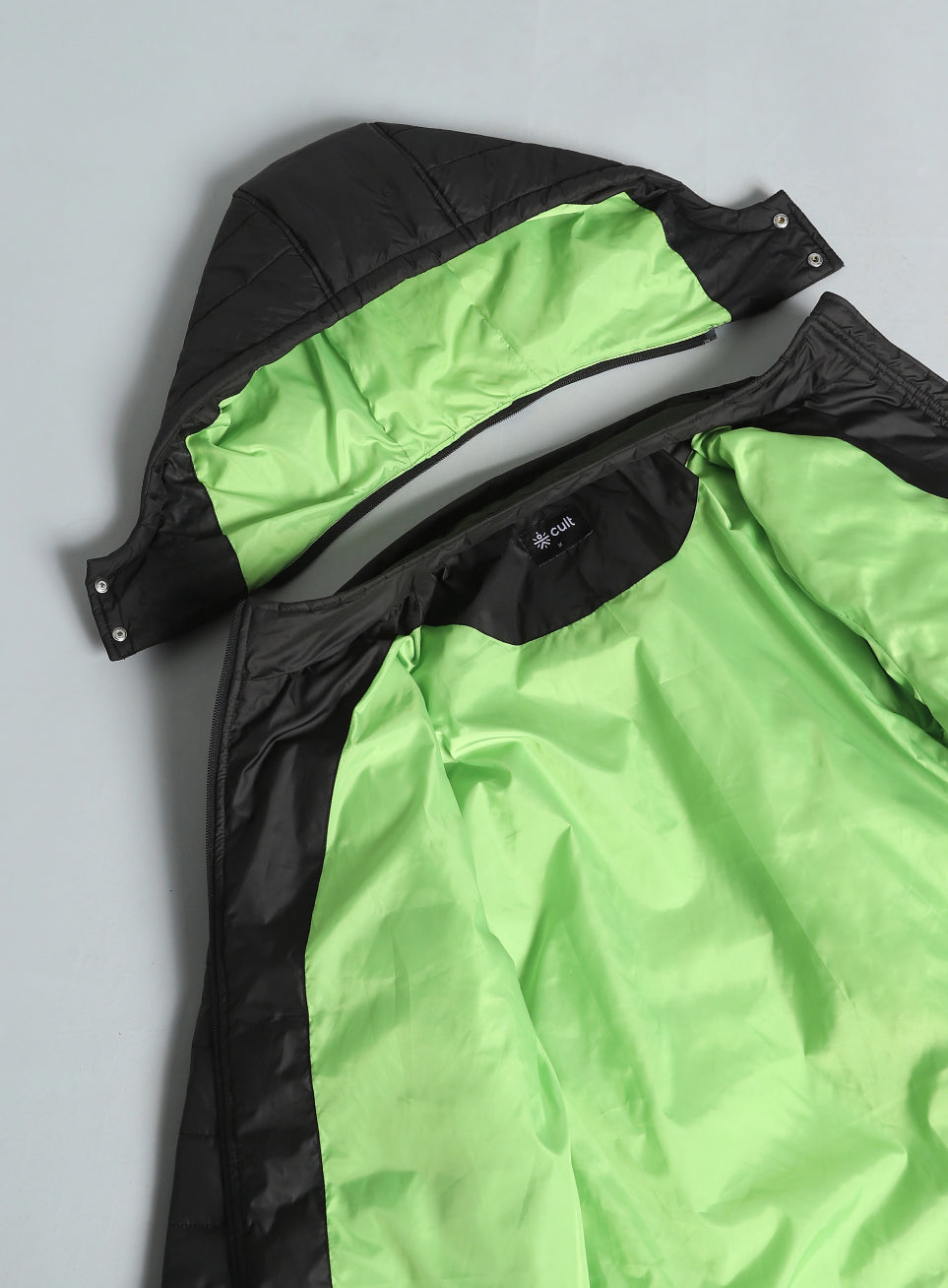 Men's Black Detachable Hoodie Puffer Jacket