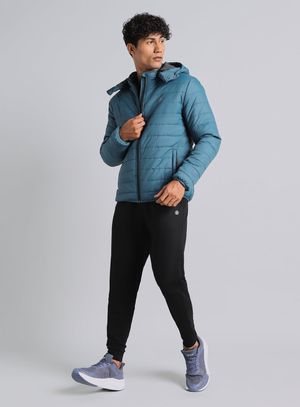 Men's Navy Detachable Hoodie Puffer Jacket