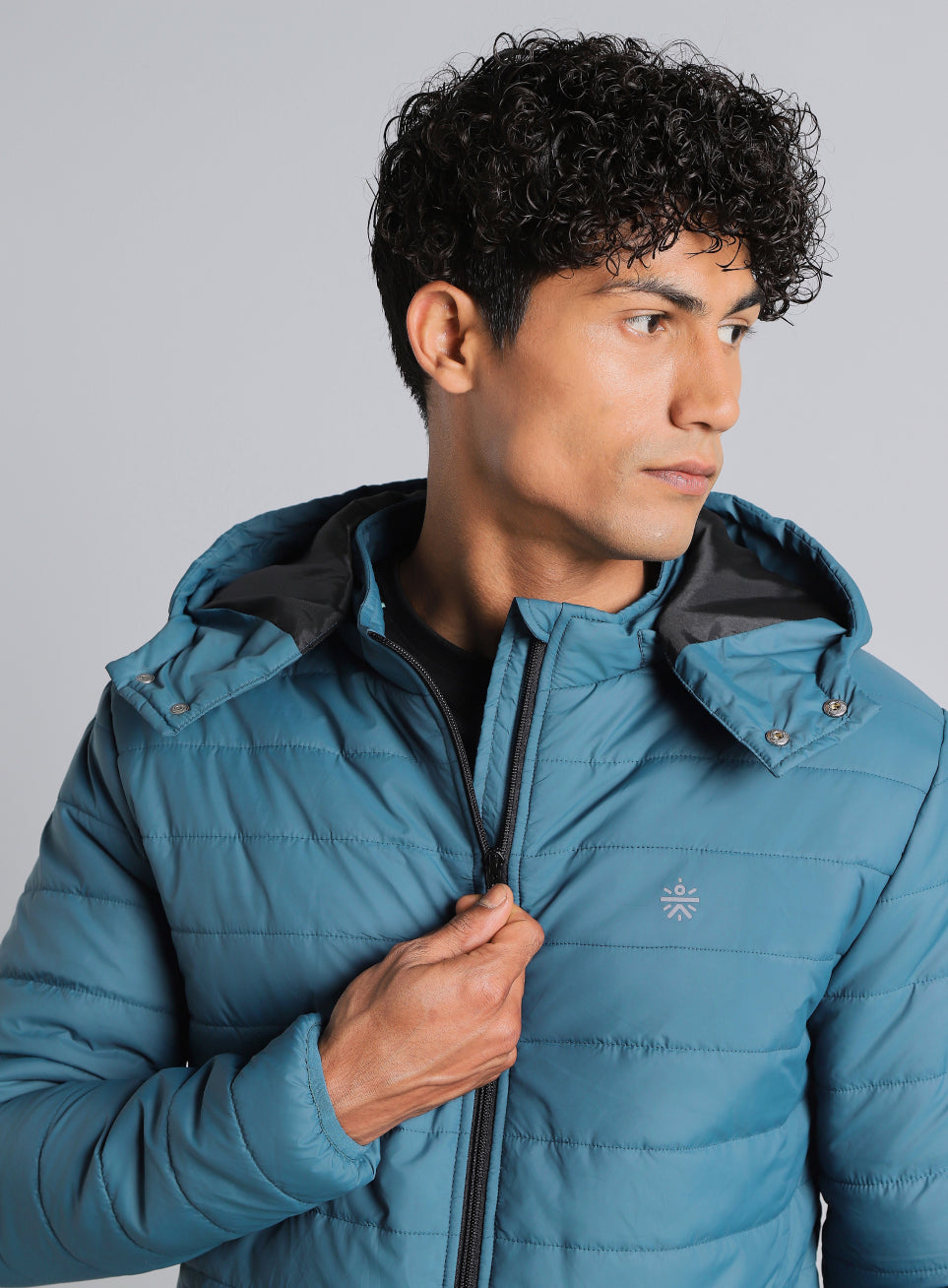 Men's Navy Detachable Hoodie Puffer Jacket