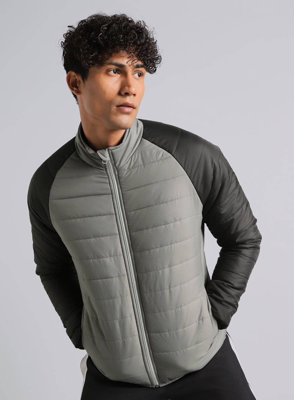 Men's Grey Multicolor Puffer Jacket