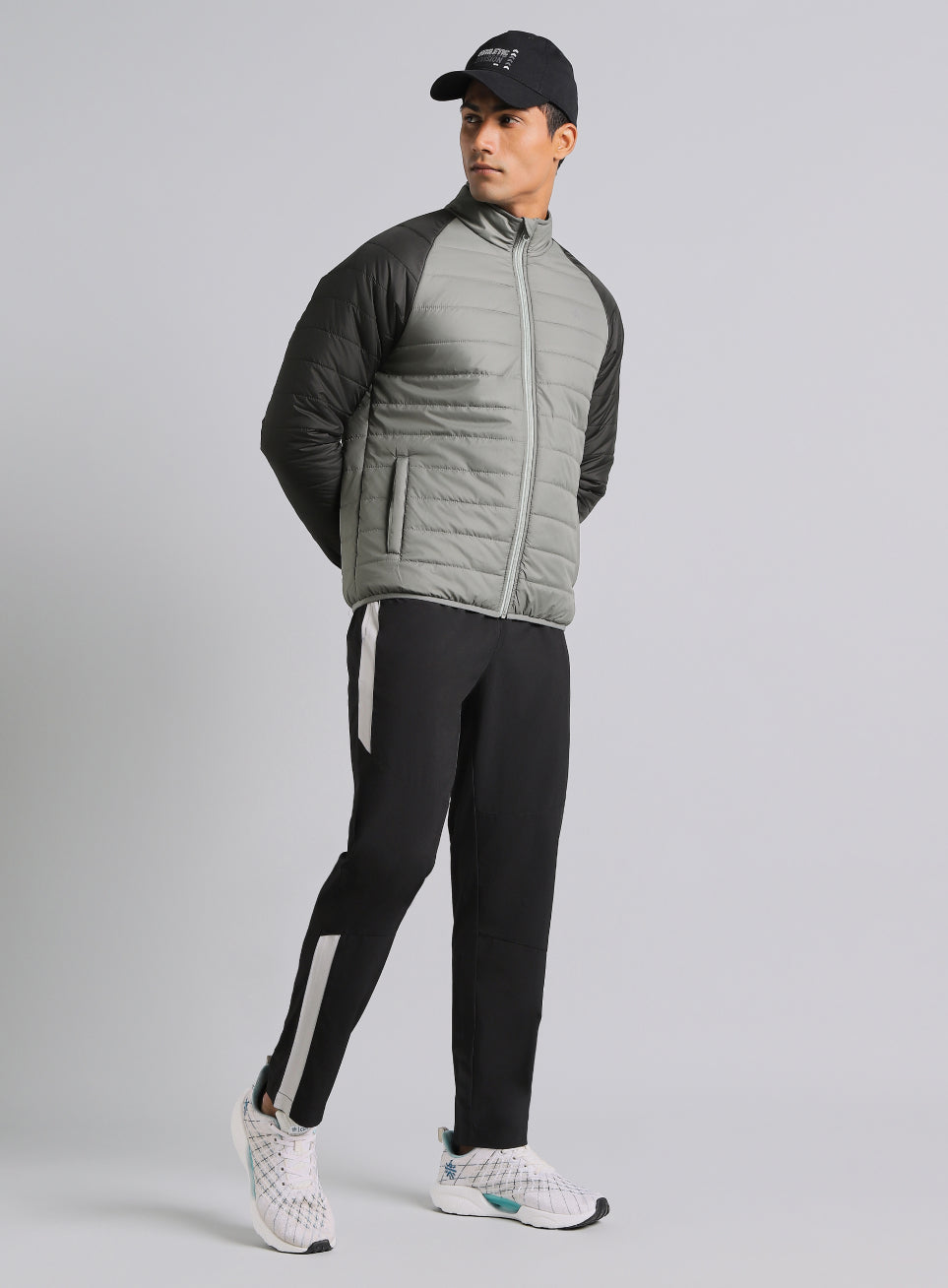 Men's Grey Multicolor Puffer Jacket