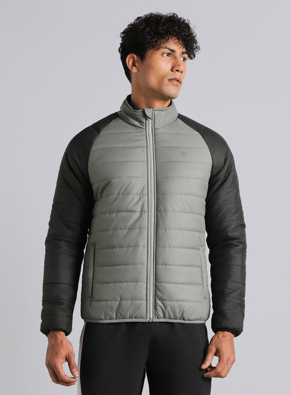 Men's Grey Multicolor Puffer Jacket