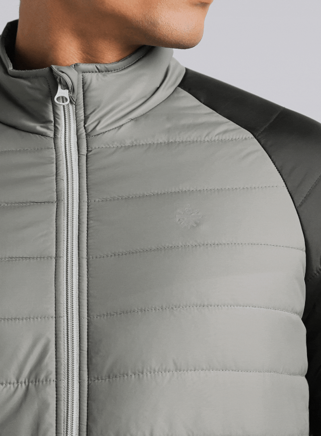 Men's Grey Multicolor Puffer Jacket